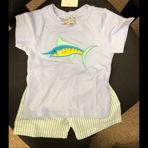 Sugar Dumplin’ Appliqué Fish Boys Shorts Set